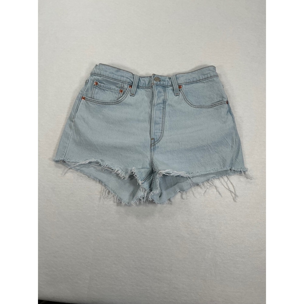 Levis 501 Original High Rise Cut Off Denim Shorts Light Wash Blue SKU 1621